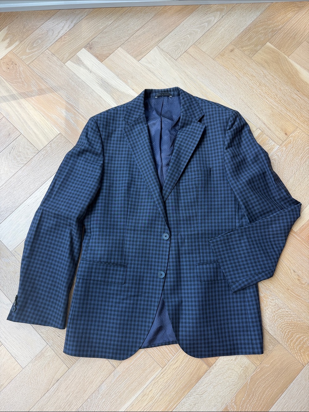 Hugo Boss Navy and Black Checked Sport Coat